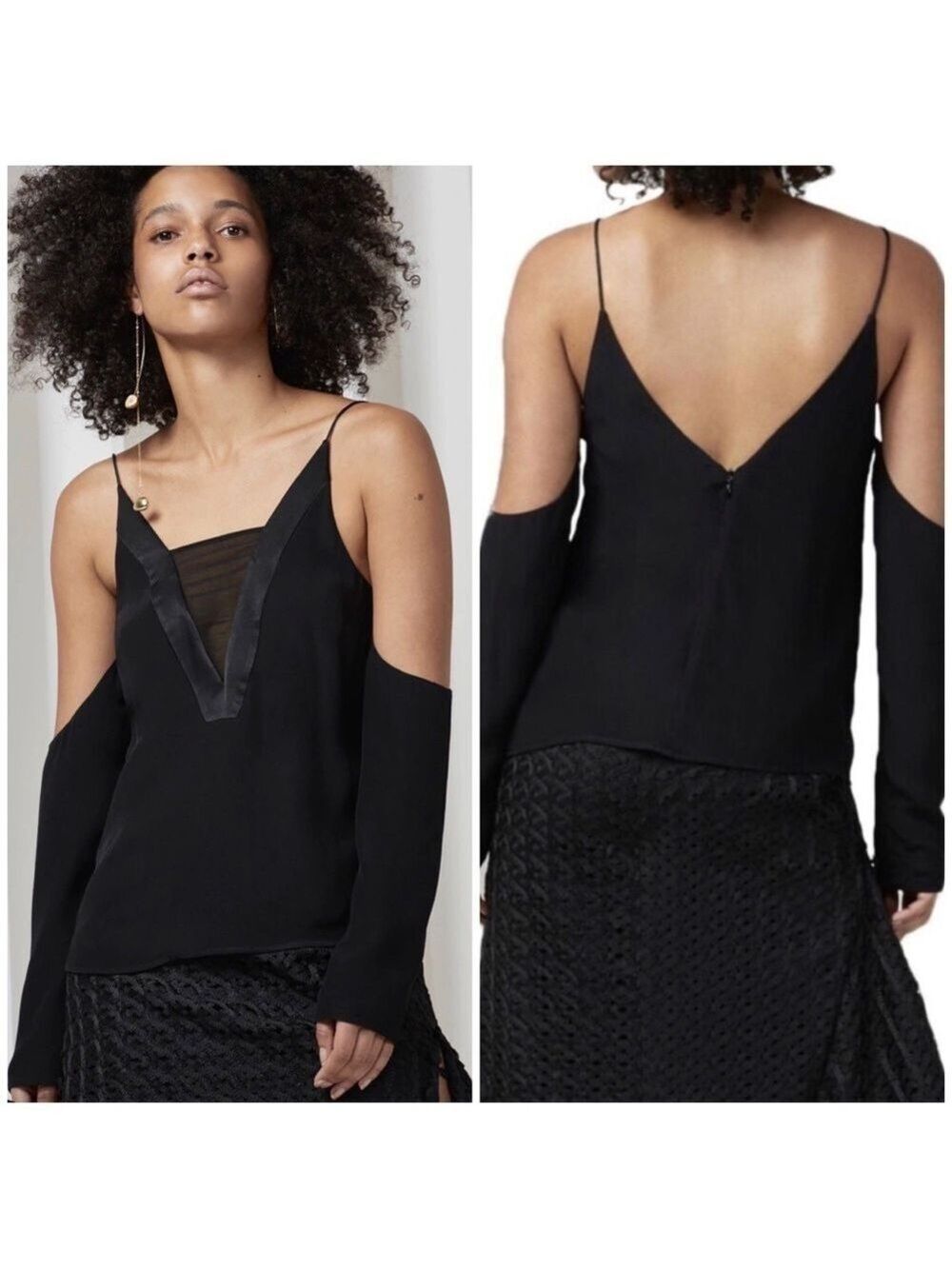C/meo Collective Black Vivid Long Sleeve Cold Shoulder Top